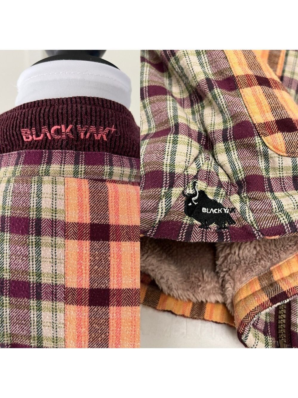 BLACK YAK Zip Front Flannel & Knit Exterior Fuzzy Cozy Fleece Interior Apres Ski - Picture 13 of 17